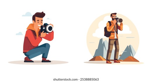 Fotograf, Kamera, Foto, Fotografie, Ausrüstung, professionell, Vektorgrafik, Illustration, Objektiv, Foto, Studio, Technologie, digital, Film, kreativ, Bild, Design, Person, Grafik, einzeln, Kunst,