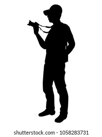 Photographer with camera silhouette vector