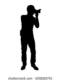 Photographer with camera silhouette vector