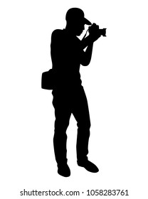 Photographer with camera silhouette vector