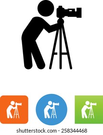 Photographer with camera and tripod icon