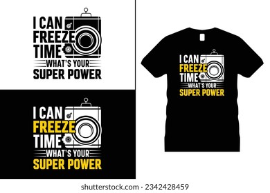 Photographer or Camera Tshirt design vector. Use for T-Shirt, mugs, stickers, Cards, etc.