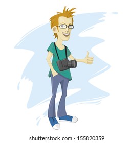 Photographer with camera. Vector illustration cartoon