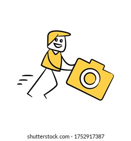 photographer and camera yellow stick figure theme