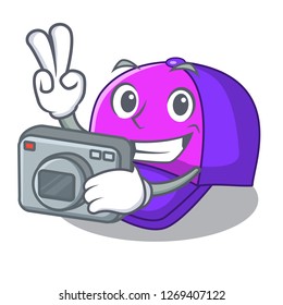 Photographer cap character in the shape funny