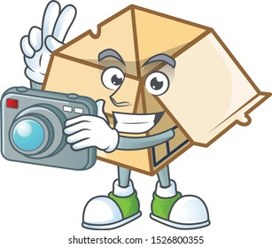 Photographer cardboard open in the cartoon shape