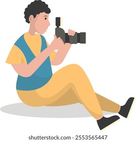 Photographer Cartoon Character. Professional Photographer. Vector Illustration Design