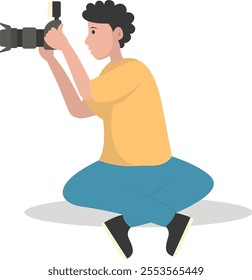 Photographer Cartoon Character. Professional Photographer. Vector Illustration Design