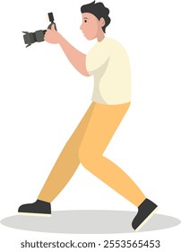 Photographer Cartoon Character. Professional Photographer. Vector Illustration Design