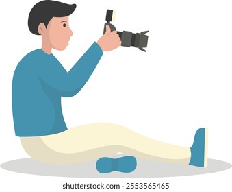 Photographer Cartoon Character. Professional Photographer. Vector Illustration Design