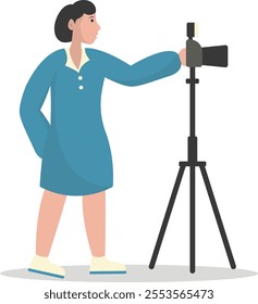 Photographer Cartoon Character. Professional Photographer. Vector Illustration Design