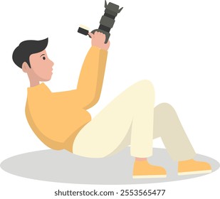 Photographer Cartoon Character. Professional Photographer. Vector Illustration Design