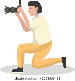 Photographer Cartoon Character. Professional Photographer. Vector Illustration Design