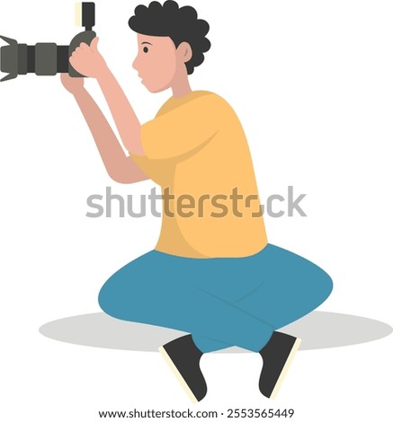 Photographer Cartoon Character. Professional Photographer. Vector Illustration Design