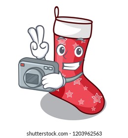 Photographer cartoon christmas sock homemade fur red