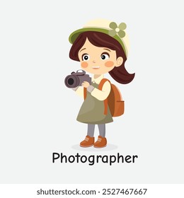 Ilustração de desenhos animados para crianças - Aprender sobre carreiras de fotografia - Ótimo para cartazes educacionais, cartões e vestuário