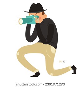 Photographer cartoon illustration. Simple flat art.