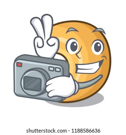 Photographer cashew nuts hot baked on table cartoon