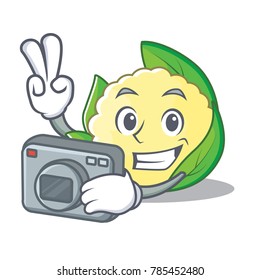Photographer cauliflower character cartoon style