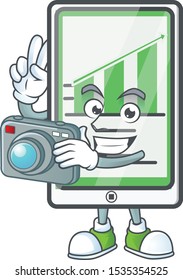 Photographer up chart vertical tablet on white background