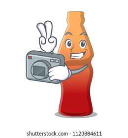 Photographer cola bottle jelly candy mascot cartoon