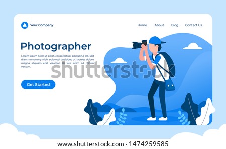 Photographer Concept Vector Flat Illustration for landing page, wallpaper, background, banner, advertising, web, business