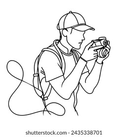 
Photographer continuous line art vector illustration
