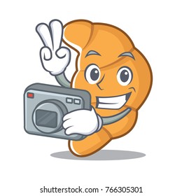 Photographer croissant character cartoon style