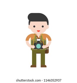 photographer, cute character professional set, flat design