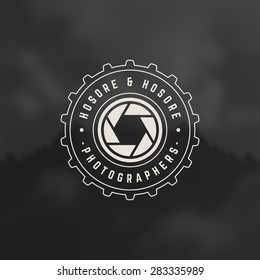 Photographer Design Element in Vintage Style for Logotype, Label, Badge, T-shirts and other design. Photo camera Retro vector illustration.