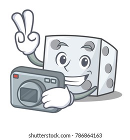 Photographer dice character cartoon style