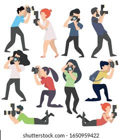 Photographer Different poses vector set