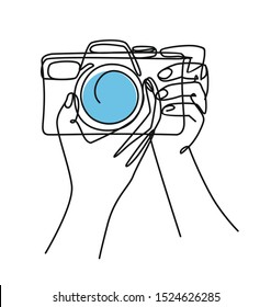 photographer drawn continuous Line Doodle