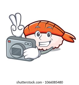 Photographer ebi sushi mascot cartoon