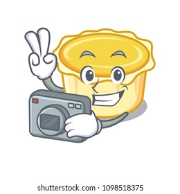 Photographer egg tart mascot cartoon
