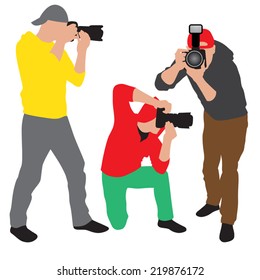Photographer with equipment at work. Vector illustration