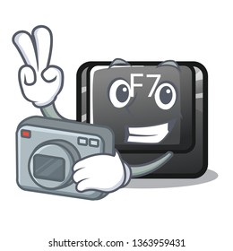 Photographer F7 button installed in computer cartoon
