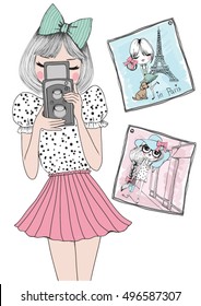 photographer fashion girl graphic for t shirt print