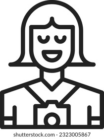 Photographer Female Icon image. Suitable for mobile application.