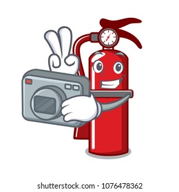 Photographer fire extinguisher mascot cartoon