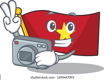 Photographer flag vietnam fluttered on mascot pole