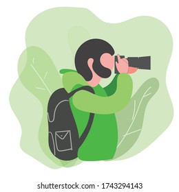 Photographer Flat Design Illustration Green Vector Icon