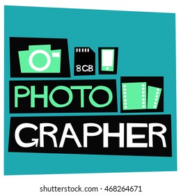 PhotoGrapher (Flat Style Vector Illustration Quote Poster Design)