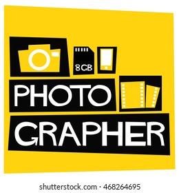 PhotoGrapher (Flat Style Vector Illustration Quote Poster Design)