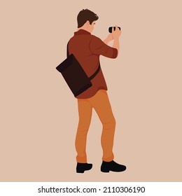 Photographer, Flat Vector People Illustration, Man Silhouette.