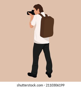 Photographer, flat vector people illustration, man silhouette.