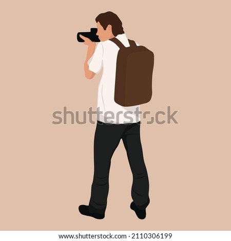 Photographer, flat vector people illustration, man silhouette.