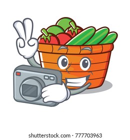 Photographer fruit basket character cartoon