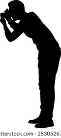 Fotograf Ganzkörper Silhouette Illustration. Menschen, die mit der Kamera fotografieren.