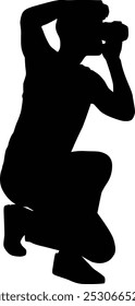 Fotograf Ganzkörper Silhouette Illustration. Menschen, die mit der Kamera fotografieren.